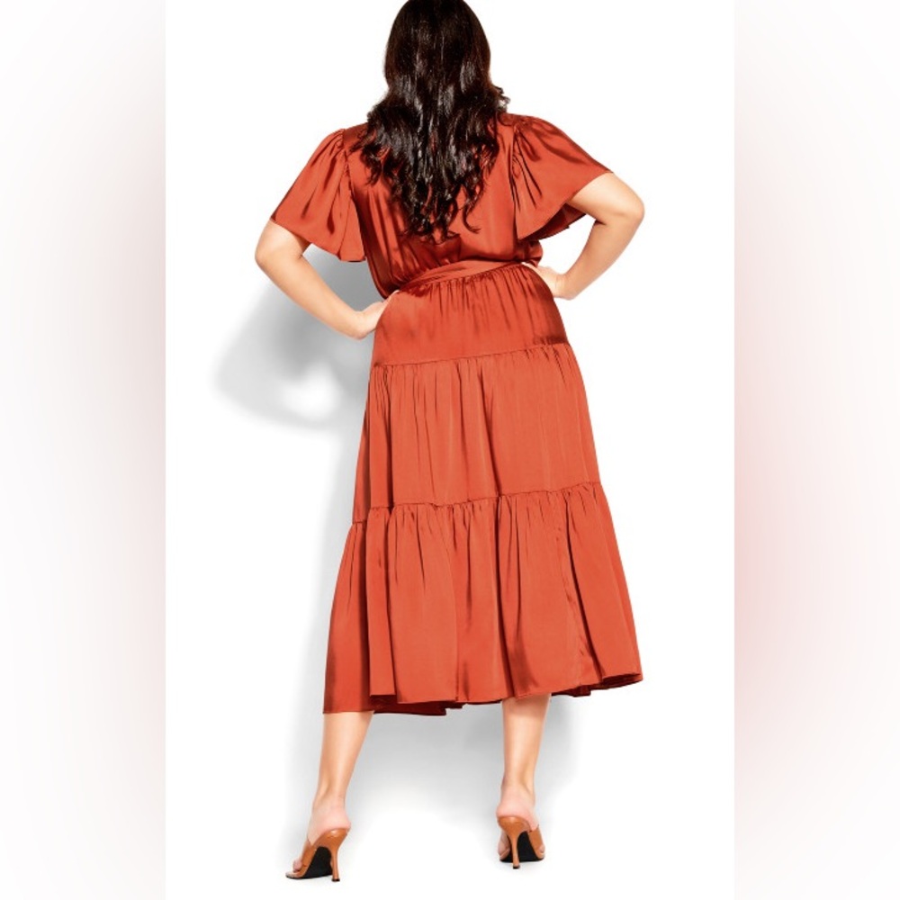 Chic City Tiered Sweetness Midi Dress - paprika M/ 18 - Picture 2 of 10
